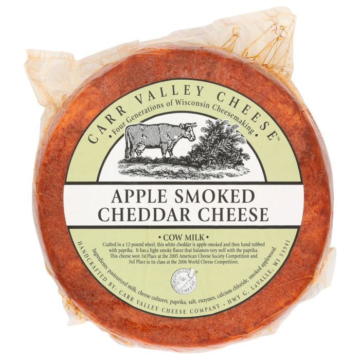 CARR VALLEY: Apple Smoked Cheddar Cheese Whole, 12 lb