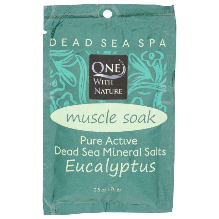 ONE WITH NATURE: 100% Pure Active Dead Sea Minerals Salts Muscle Soothing Eucalyptus, 2.5 oz