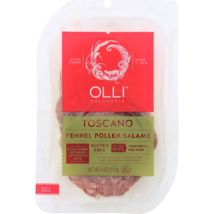 OLLI SALUMERIA: Toscano Fennel Pollen Salame Pre-Sliced, 4 oz