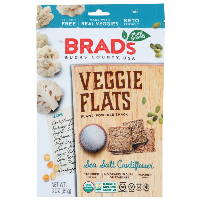 BRADS PLANT BASED: Veggie Flats Sea Salt Cauliflower, 3 oz