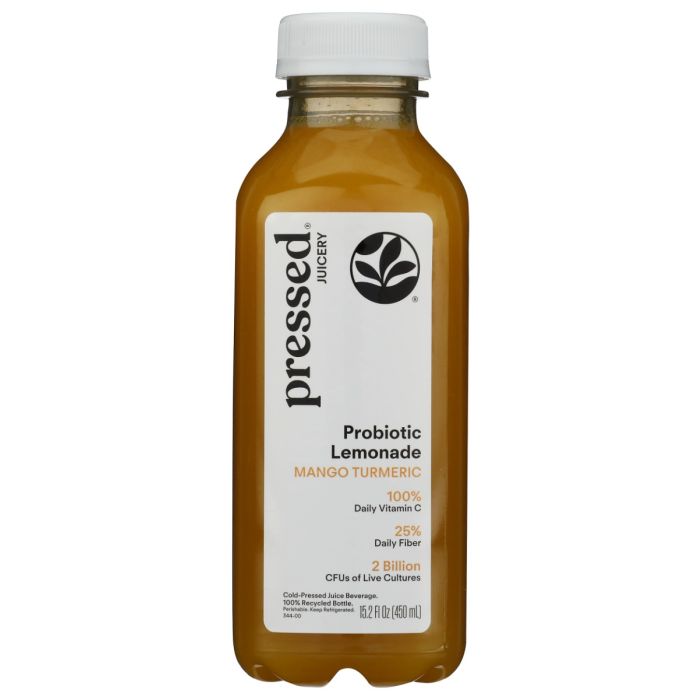 PRESSED JUICERY: Mango Turmeric Probiotic Lemonade, 15.2 fo