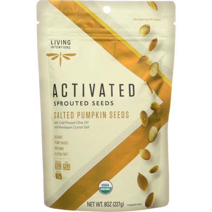 LIVING INTENTIONS: Activated Sprouted Salted Pumpkin Seeds, 8 oz