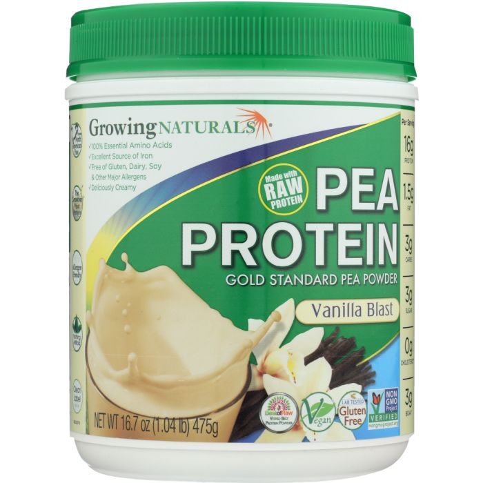 GROWING NATURALS: Yellow Pea Protein Vanilla Blast, 16.7 oz