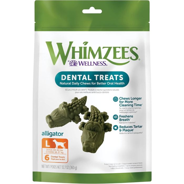 WHIMZEES: Natural Dental Dog Treats Alligator Large, 12.7 oz