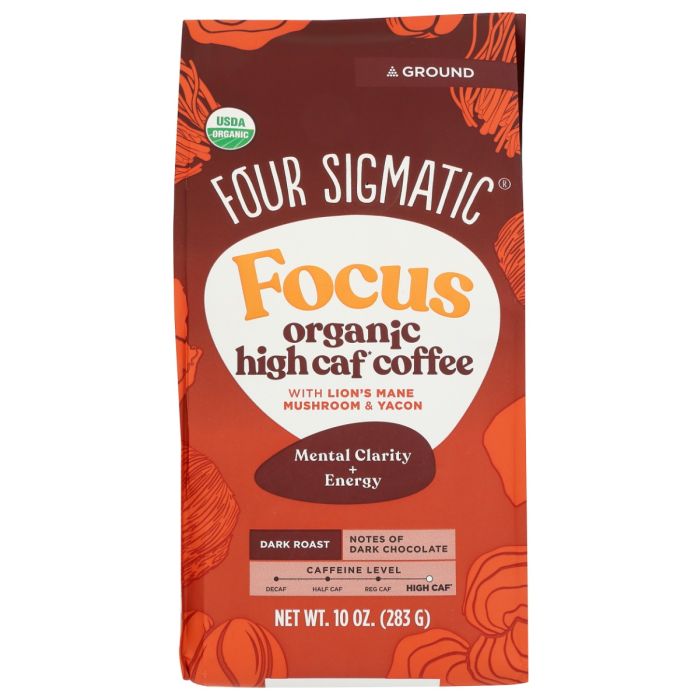 FOUR SIGMATIC: Focus Max High Caf Ground Coffee Dark, 10 oz