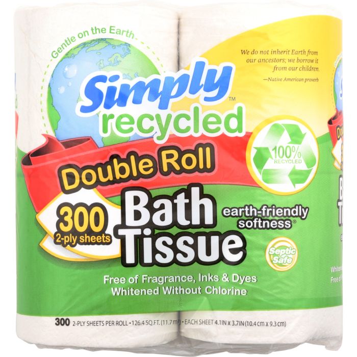 SIMPLY RECYCLED: 2-Ply Double Roll Bath Tissue, 1 ea