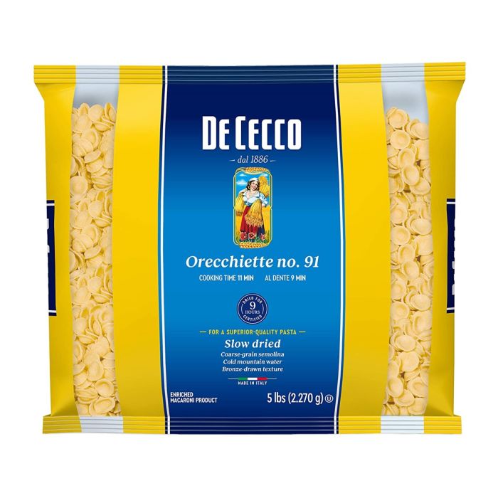 DE CECCO: Pasta Orecchiette, 5 lb