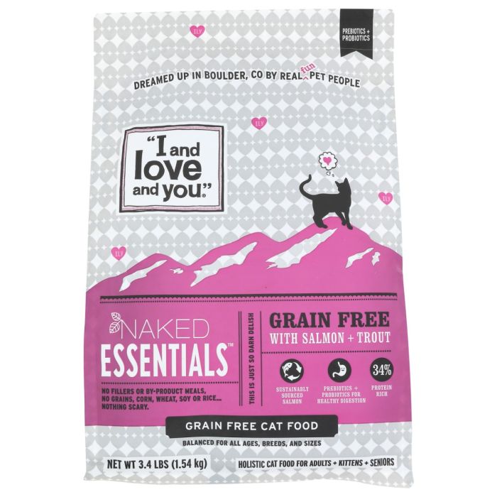 I&LOVE&YOU: Naked Essentials Kibble Salmon & Trout Cat Food, 3.4 lb