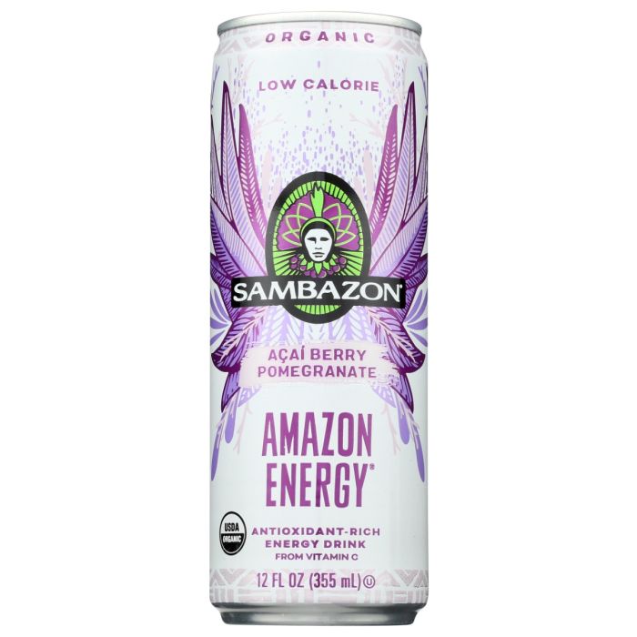 SAMBAZON: Low Calorie Acai Pomegranate Amazon Energy Drink, 12 fo