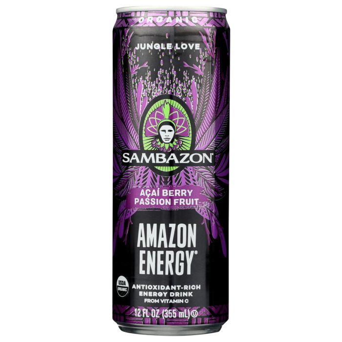 SAMBAZON: Amazon Energy Acai Berry Passion Fruit Energy Drink, 12 fl oz
