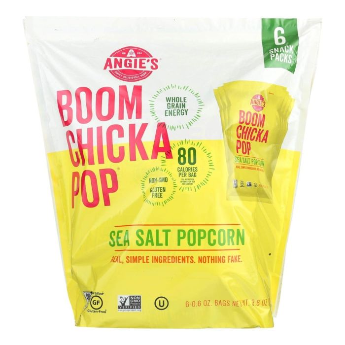 ANGIES: Sea Salt Popcorn Snack Packs, 3.6 oz