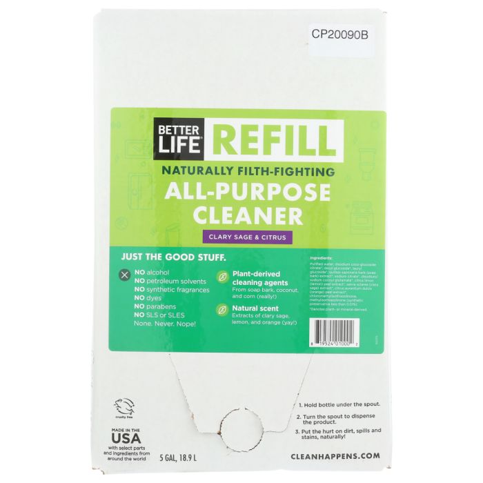 BETTER LIFE: All Purpose Cleaner Clary Sage And Citrus Scent, 5 ga