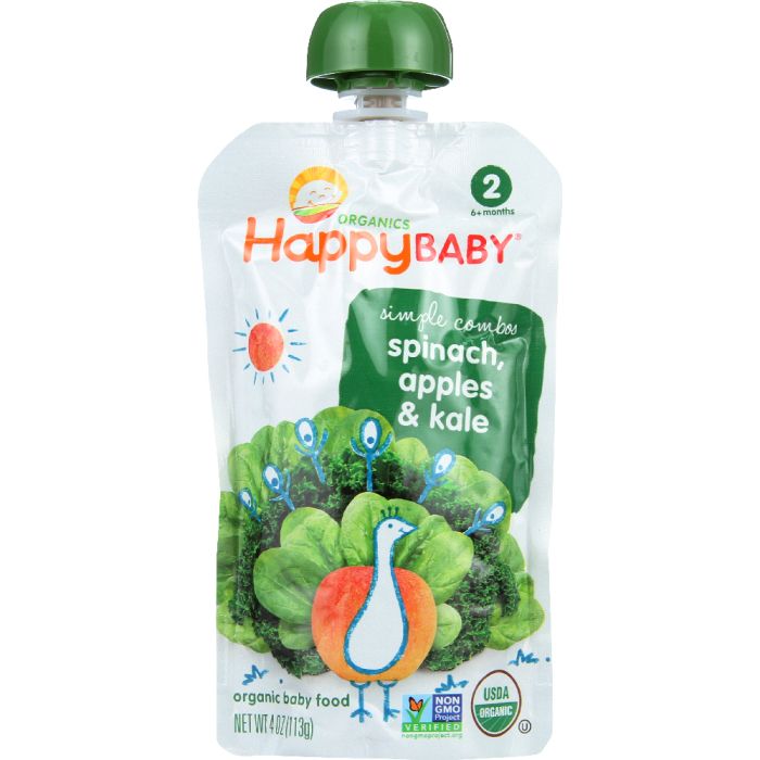 HAPPY BABY: Simple Combos Apples, Spinach & Kale, 4 oz