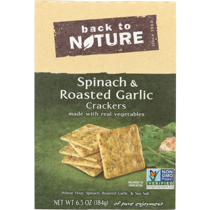 BACK TO NATURE: Crackers Spinach and Roasted Garlic, 6.5 oz