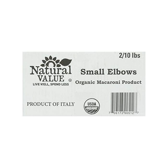NATURAL VALUE: Pasta-Small Elbows 2-10LB, 20 lb
