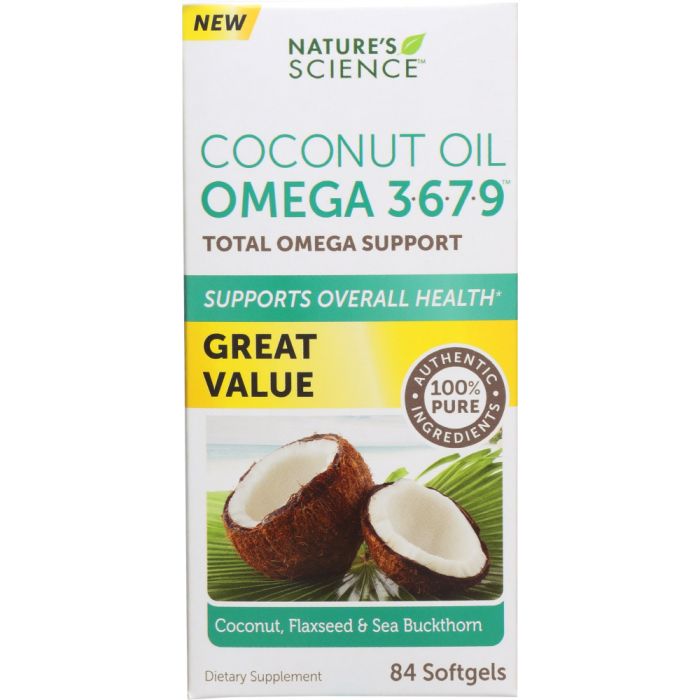 NATURES SCIENCE: Vitamin Omega Coconut Oil, 84 cp