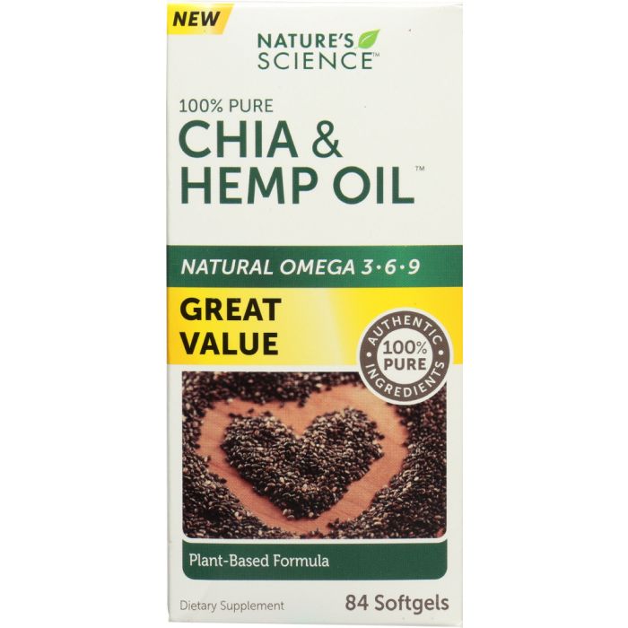 NATURES SCIENCE: Vitamin Chia Hemp Oil, 84 cp