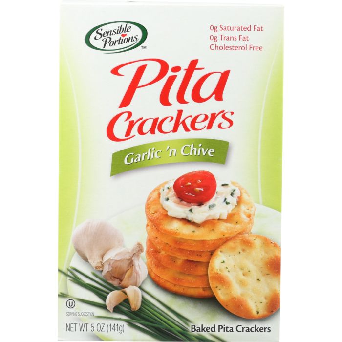 SENSIBLE PORTIONS: Pita Bites Naturally Baked Pita Crackers Garlic 'n Chive, 5 oz