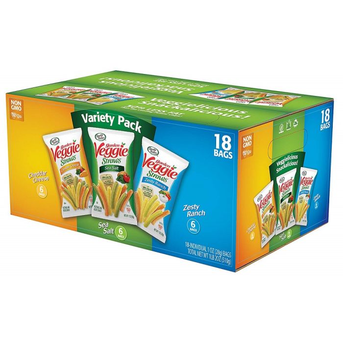 SENSIBLE PORTIONS: Straw Veggies 3 Variety Flavor 1 oz Pack of 18, 18 oz