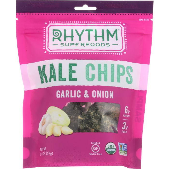 RHYTHM SUPERFOODS: Organic Kale Chips Garlic Onion, 2 oz