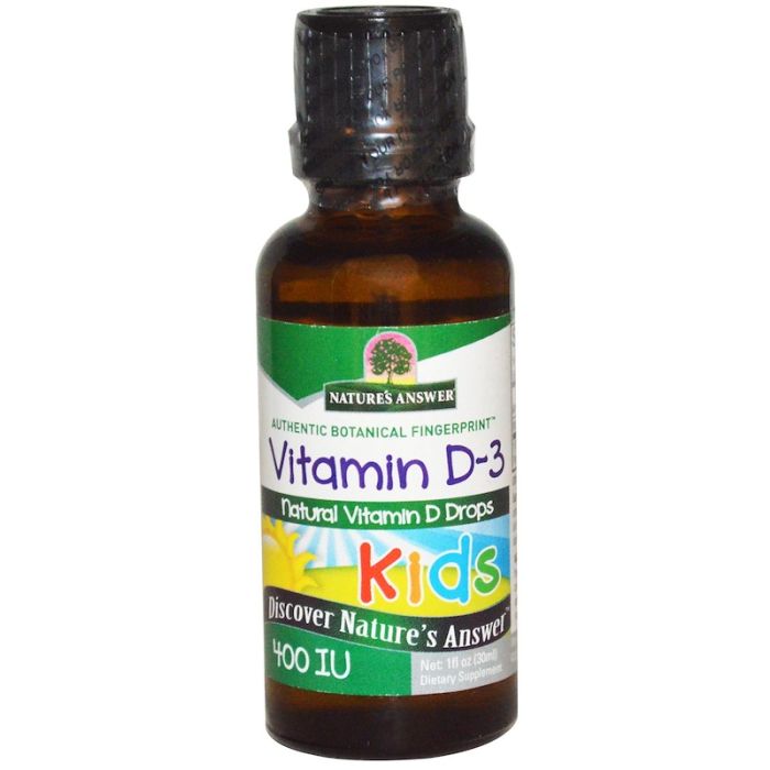 NATURES ANSWER: Kids Vitamin D-3 400 IU, 1 fo