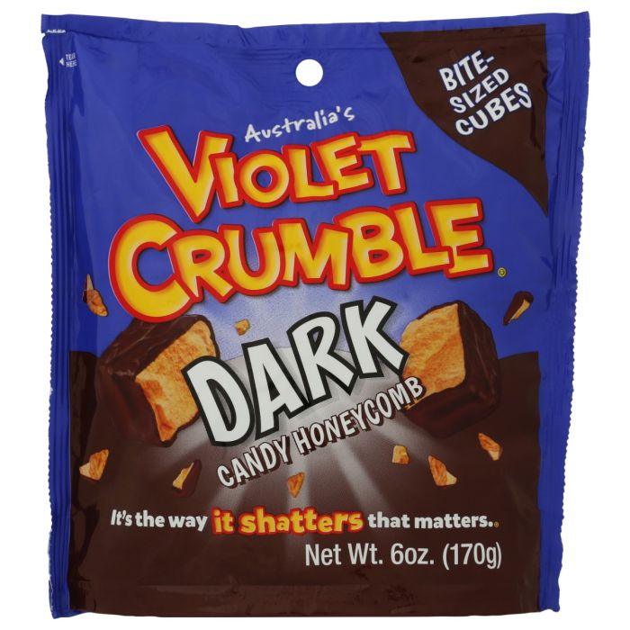 VIOLET CRUMBLE: Honeycomb Dark Chocolate Bite-Sized Cubes, 6 oz