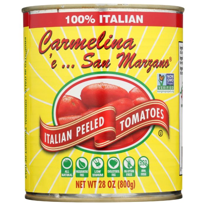 CARMELINA E SAN MARZANO: Italian Whole Peeled Tomatoes in Puree, 28 oz