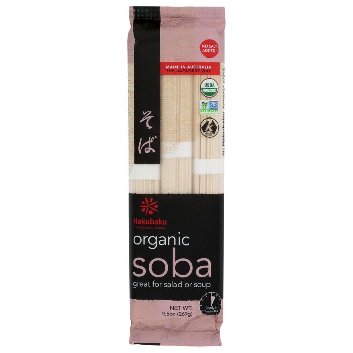 HAKUBAKU: Organic Soba Authentic Japanese Buckwheat Noodles, 9.5 oz