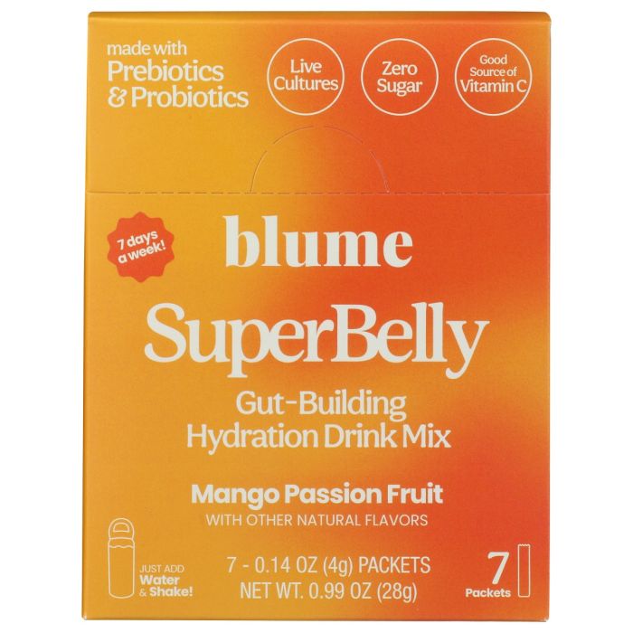 BLUME: SuperBelly Mango Passion Fruit 7 Packet, 0.99 oz