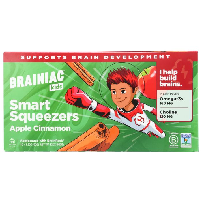 BRAINIAC: Apple Cinnamon Smart Squeezers 10 Pc, 32 oz