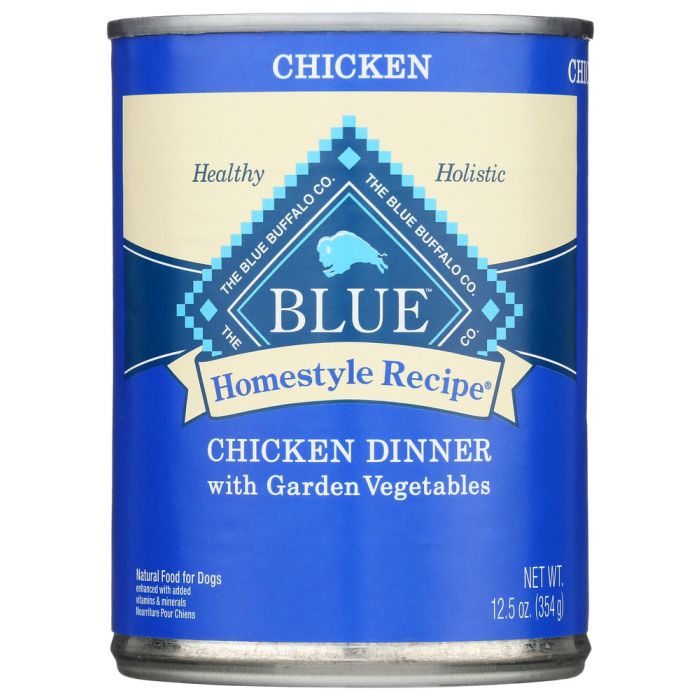 BLUE BUFFALO: Homestyle Recipe Adult Dog Food Chicken Dinner with Garden Vegetables, 12.50 oz