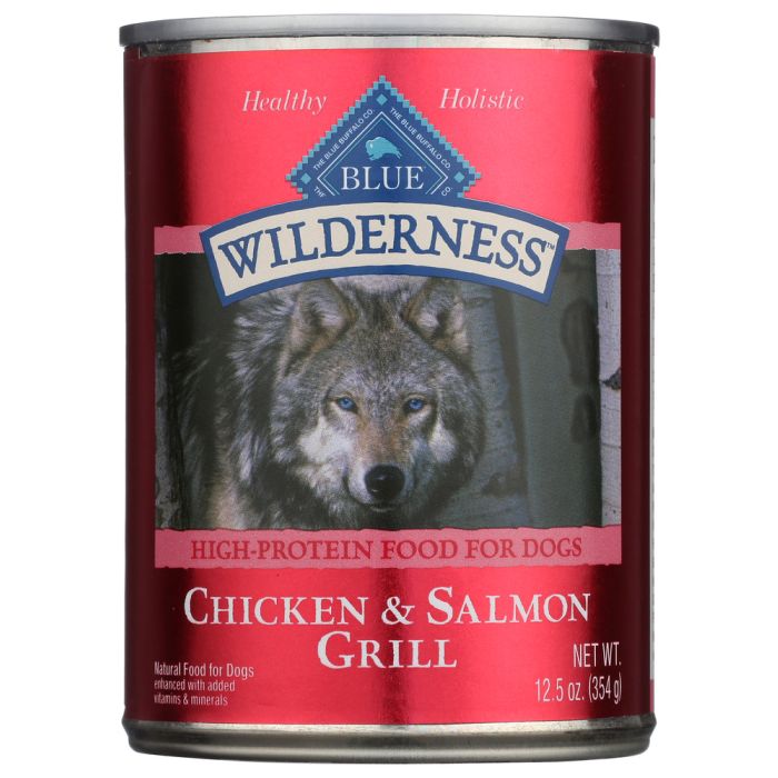 BLUE BUFFALO: Wilderness Adult Dog Food Salmon and Chicken Grill, 12.50 oz