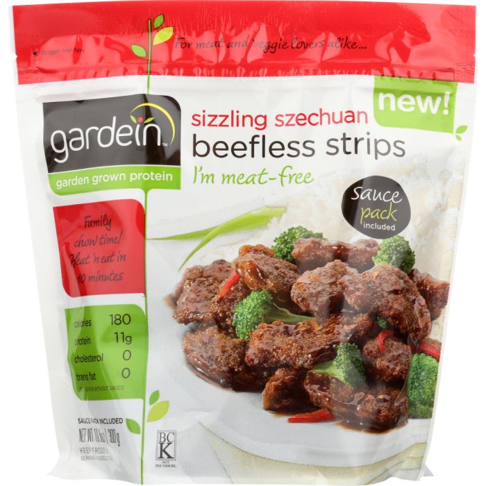 GARDEIN: Sizzling Szechuan Beefless Strips, 10.6 oz