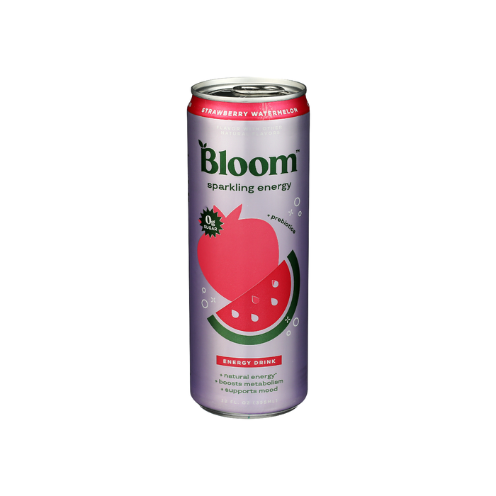 BLOOM BEVERAGES: Sparkling Energy Drink Strawberry Watermelon, 12 fo