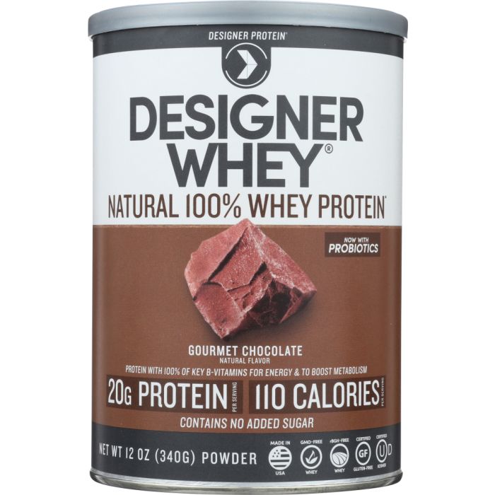 DESIGNER PROTEIN WHEY: Gourmet Chocolate Protein Powder, 12 oz