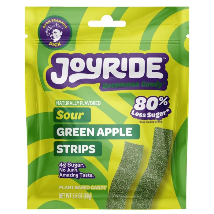 JOYRIDE: Sour Green Apple Candy Strips, 3.5 oz