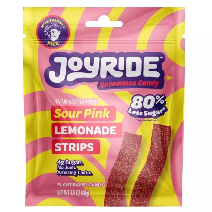 JOYRIDE: Sour Pink Lemonade Candy Strips, 3.5 oz