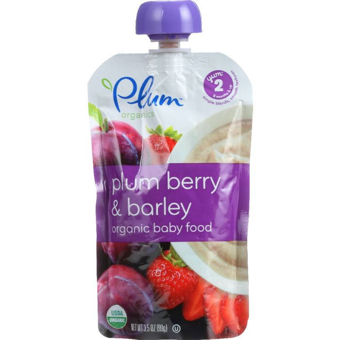 PLUM ORGANICS: Organic Baby Food Stage 2 Plum Berry & Barley, 3.5 Oz