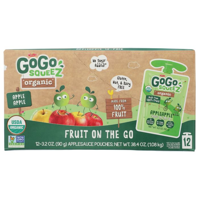 GOGO SQUEEZ: Apple Applesauce and Fruit Puree 12pk, 38.4 oz