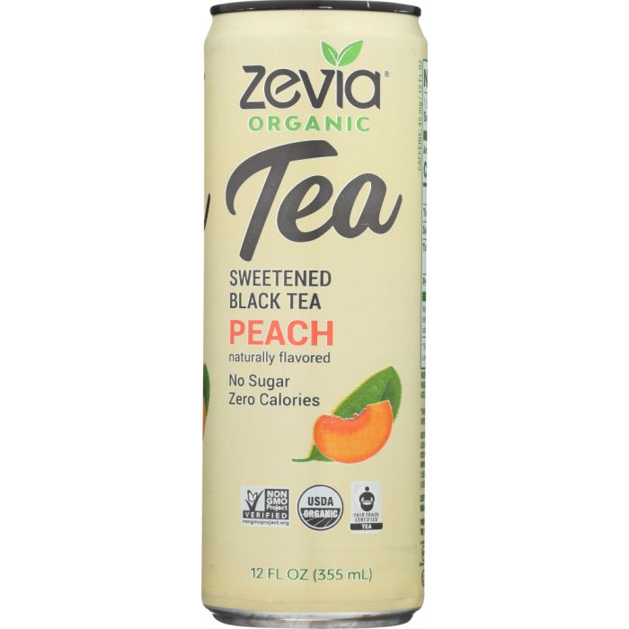 ZEVIA: Organic Black Tea Peach, 12 fo