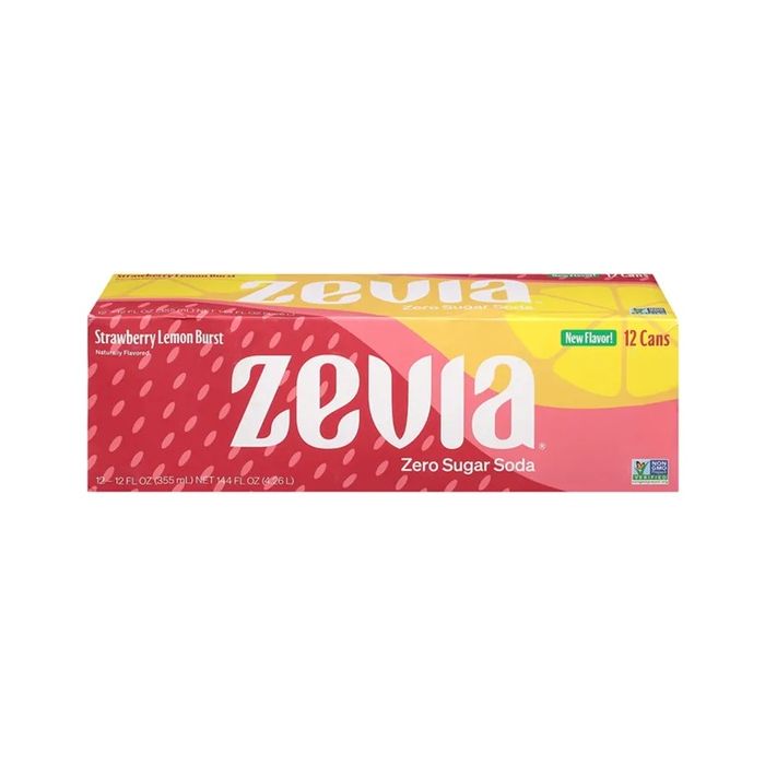 ZEVIA: Strawberry Lemon Burst Soda 12pk, 144 fo