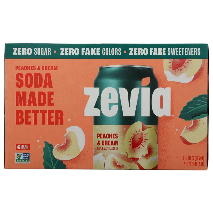 ZEVIA: Peaches and Cream Soda 6pk, 72 fo