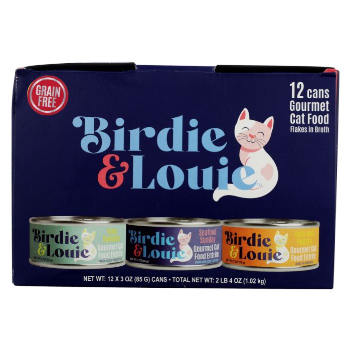 BIRDIE AND LOUIE: 3 Flavor Variety Cat Food, 12 pk