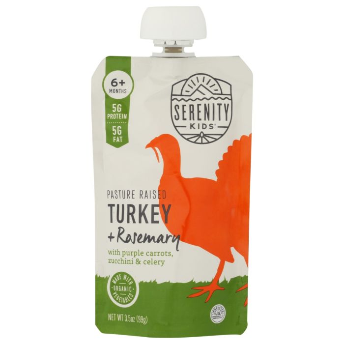 SERENITY KIDS: Pasture Raised Turkey and Rosemary Pouch, 3.5 oz