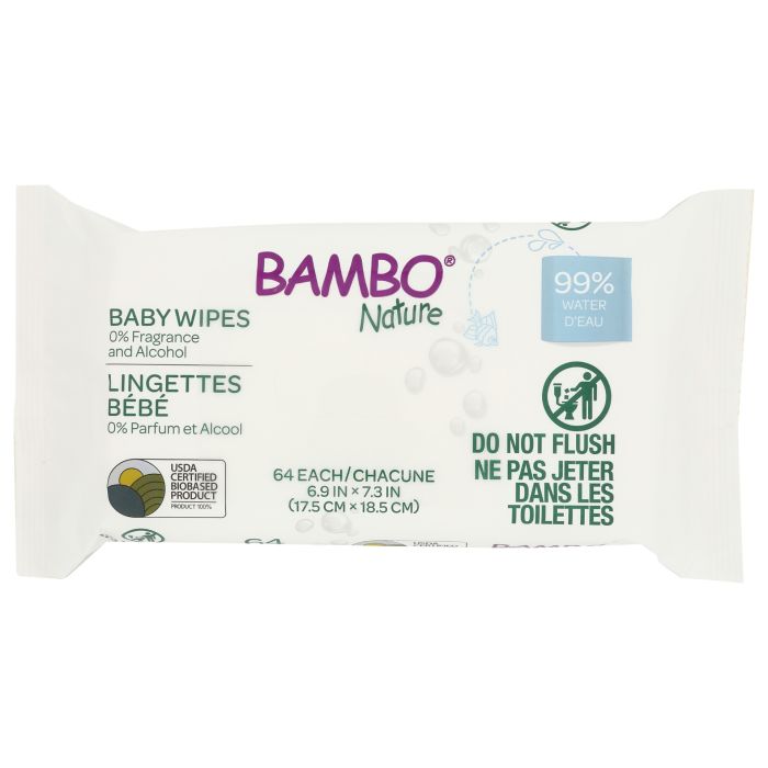 BAMBO NATURE: Baby Wipes, 64 pk