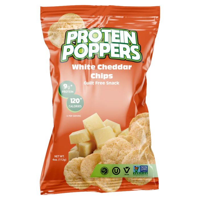 PROTEIN POPPERS: White Cheddar Chips, 4 oz