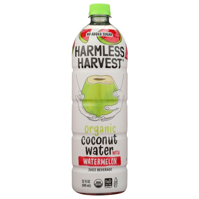 HARMLESS HARVEST: Organic Coconut Water with Watermelon, 32 fo