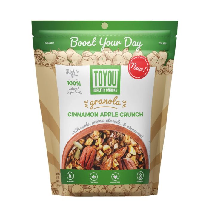 TOYOU SNACKS: Cinnamon Apple Crunch Granola, 12 oz