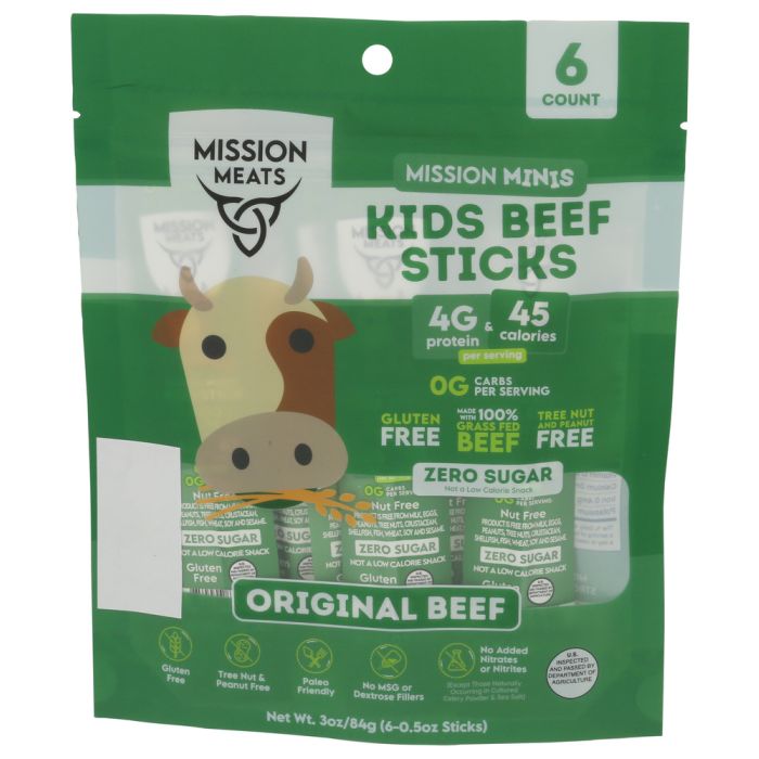 MISSION MEATS: Original Kids Beef Sticks 6 Count, 3 oz
