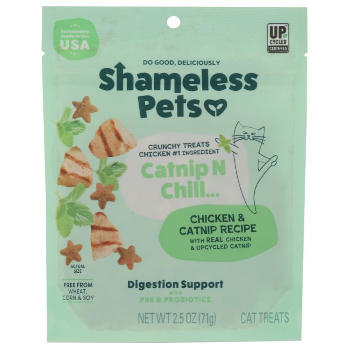 SHAMELESS PETS: Catnip N Chill Chicken Crunchy Cat Treats, 2.5 oz